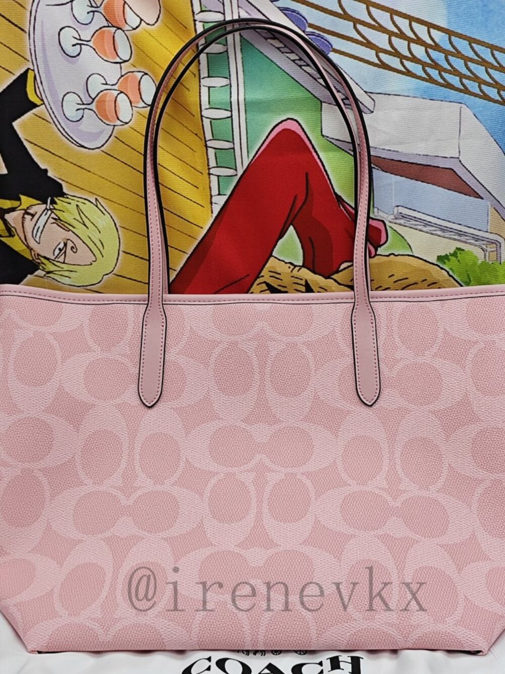Coach City Tote Bag In Signature Canvas in powder pink color - Picture 3 of 6